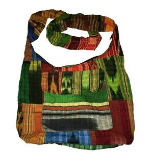 Colorful Patchwork Madras BOHO Hippie Sling Slouch Crossbody Handbag Purse